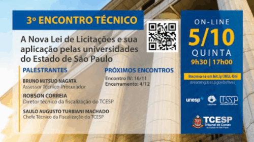 3º Encontro Técnico: A NLLC e sua Aplicação pelas Universidades do Estado de SP- 05/10/2023- Manhã