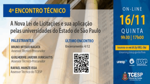 4º Encontro Técnico:  A NLLC e sua Aplicação pelas Universidades do Estado de SP- 16/11/2023 - Tarde