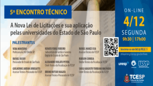 5º Encontro Técnico:  A NLLC e sua Aplicação pelas Universidades do Estado de SP- 04/12/2023 - Tarde